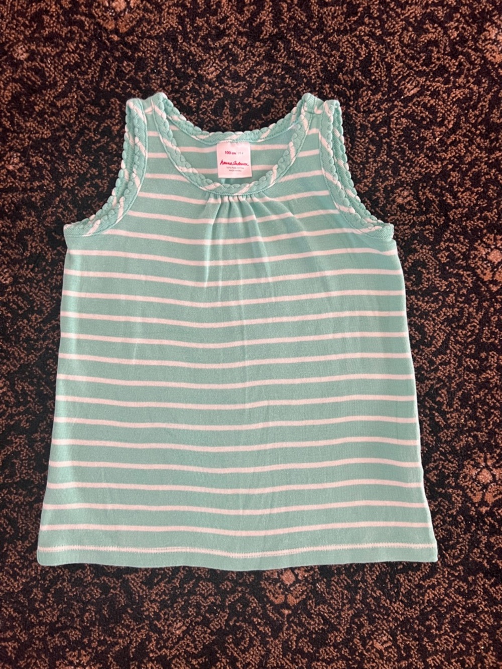 Hanna Andersson Mint Green and White Striped Tank Top